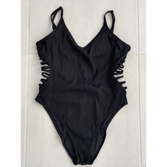 Victoria's Secret Pink Swim One Piece Swimsuit Ribbed Strappy - Picture 1 of 8